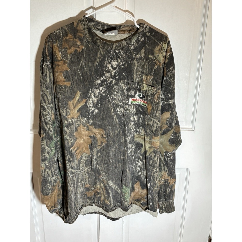 Y2K Mossy Oak Break Up Long Sleeve Camo Shirt MensXL Jerzees